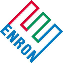 Le logo en forme de « E » incliné d’Enron, dessiné par Paul Rand en 1997